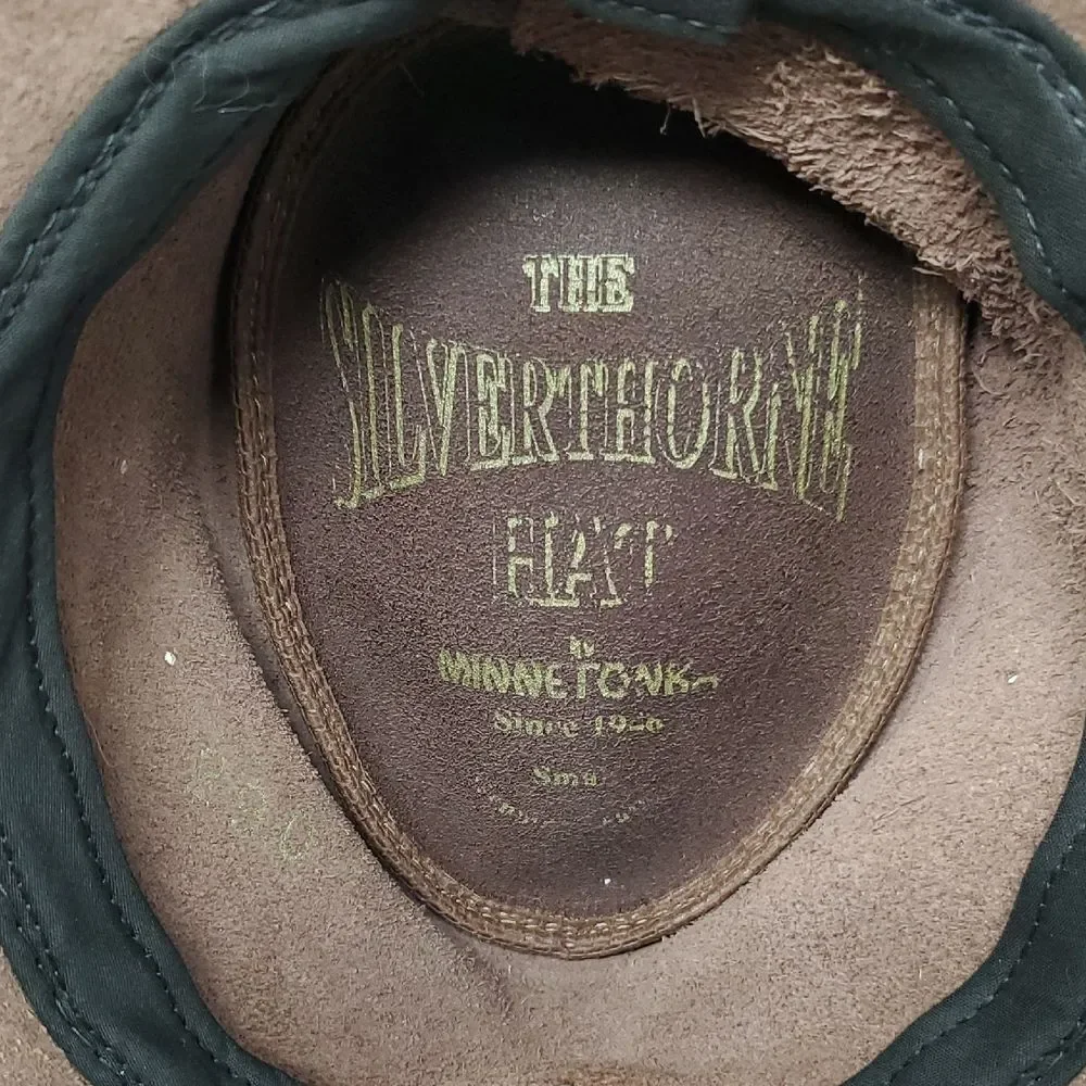 Minnetonka Brown Leather Hat with Silver Accents